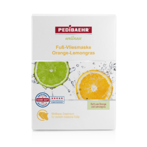 Baehr Маска для стоп з олією апельсина та лайма - Fuß-Vliesmaske Orange-Lemongras, 1 Pack (5 Paar)