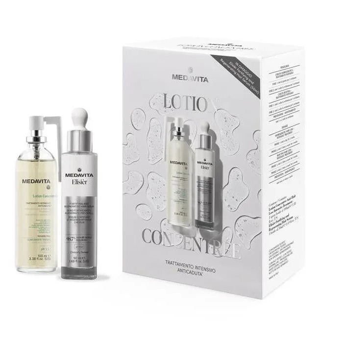 Medavita Lotion Concentrée Trattamento Intensivo Anticaduta & Fortifying And Regenerating Hair Serum Elisièr - Набір для профілактики та боротьби із випаданням волосся